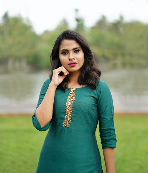 Teal Green Kurti with Sequin Clusters (Unstitched)