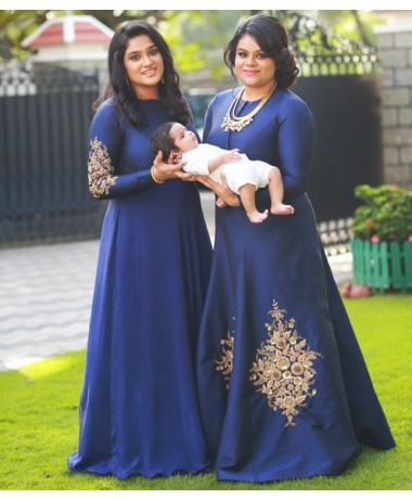 Royal Blue Gowns with Zardosi Highlights
