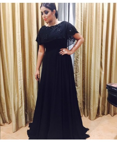 Shamna Khazim in Black Cape gown